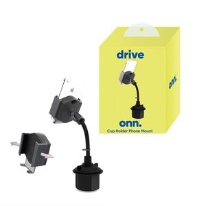 onn. Expandable Smartphone Gooseneck Cup Holder Phone Mount, Black, Great for Ha